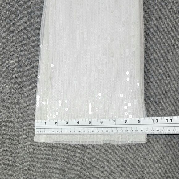 Forever 21 Pants Womens Large White Sequined Flare Disco Party Holiday 30x32 - Picture 7 of 15